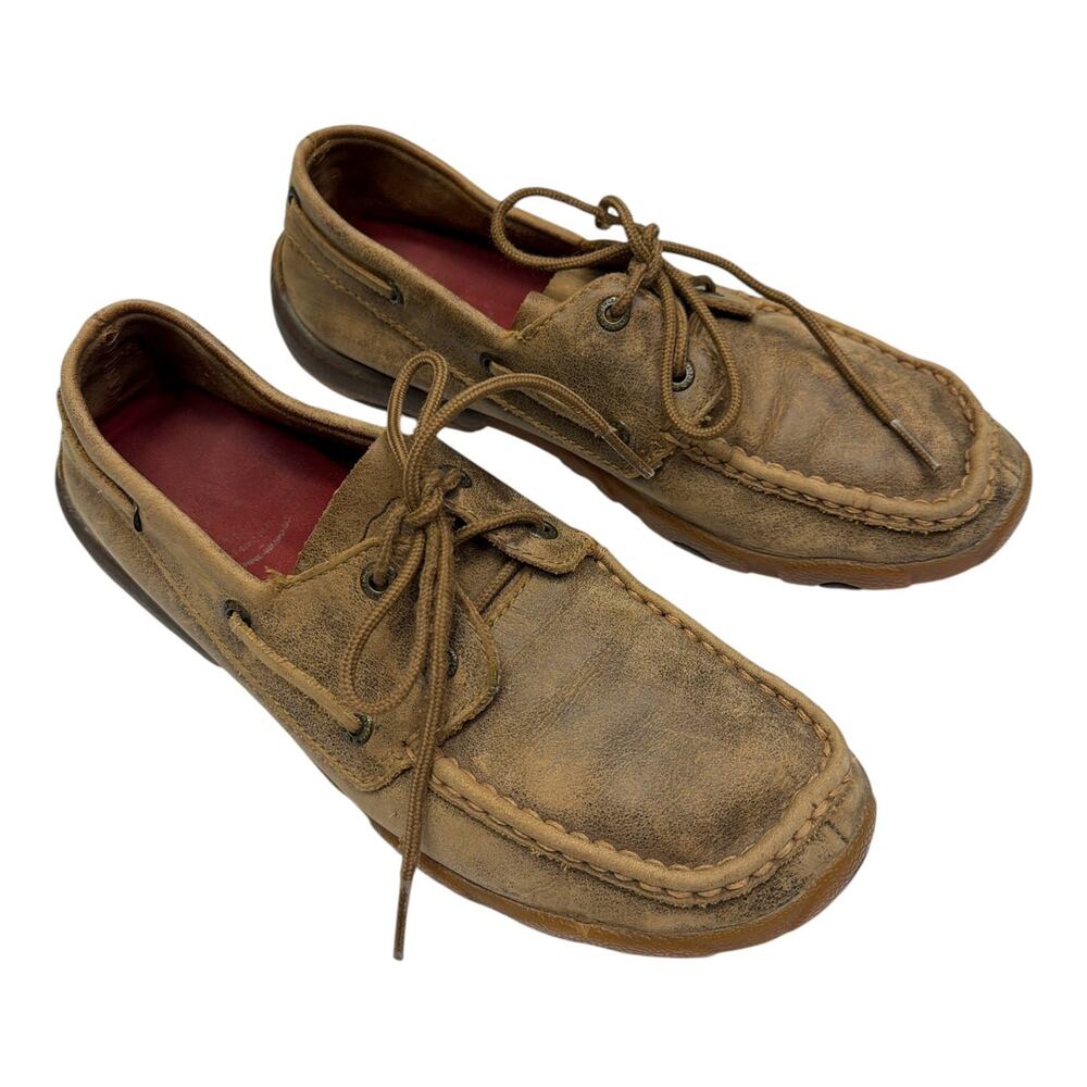 Twisted X Women's Casual Boat Shoe Driving Mocs Size 8 Brown Leather